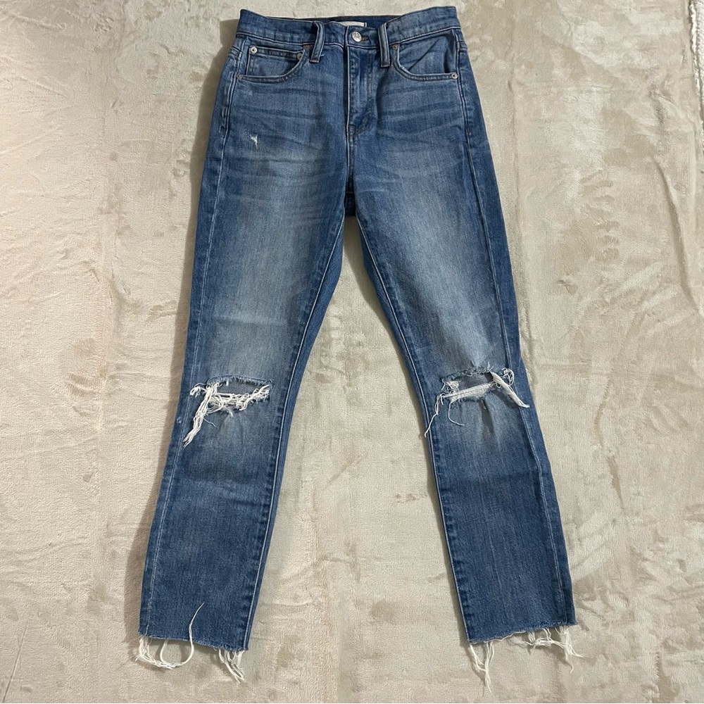 MADEWELL Jeans‎ Womens Size 23 The High Rise Slim Boy Jean Distressed Raw Hems